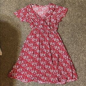 Floral Red Dress